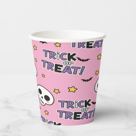Cute Skeletons Pink For Halloween 紙コップ (正面)