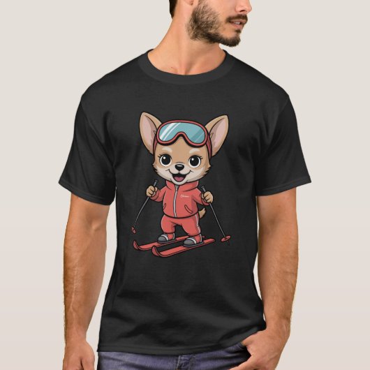 Cute Ski Puppy Winter Design Tシャツ (正面)