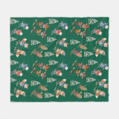 Cute Skiing Animals Fleece Blanket フリースブランケット (正面(横))