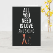 Cute Skiing Cards Snow Skier Sports Winter Ski  カード (黄色い花)