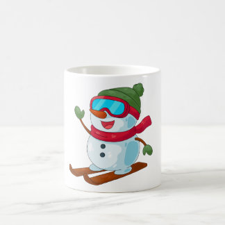 Cute Skiing Snowman Illustration モーフィングマグカップ
