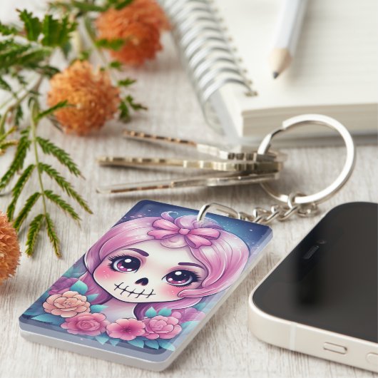 Cute Skull Acrylic Keychain キーホルダー (正面右)