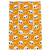 Cute Skull & Bones Halloween Pattern ミディアムペーパーバッグ (裏面)
