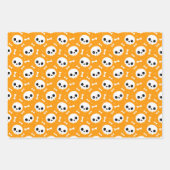 Cute Skull & Bones Halloween Patterns ラッピングペーパーシート (正面3)