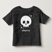 Cute skull with stars and name kids Halloween トドラーTシャツ (正面)