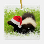 Cute Skunk Christmas Holiday セラミックオーナメント<br><div class="desc">Bright and happy skunk dashing through the snow on Christmas! Photo and design ©Christine Greenspan. Licensed holiday graphics.</div>