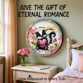 Cute Skunk Valentine Heart ラージ壁時計