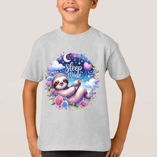 Cute Sleep Mode Sloth Night Sky T-Shirt Tシャツ (正面)