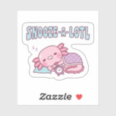 Cute Sleeping Axolotl Snooze A Lotl Funny Pun シール (シート)