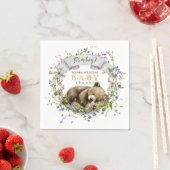 Cute Sleeping Baby Bear Baby Shower Napkins スタンダードカクテルナプキン (インサイチュ)
