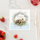 Cute Sleeping Baby Bear Baby Shower Napkins スタンダードカクテルナプキン (インサイチュ)