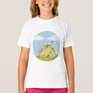 Cute Sleeping Baby Dinosaur Kids T-Shirt Tシャツ