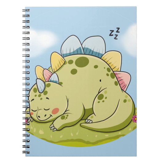 Cute Sleeping Baby Dinosaur Notebook ノートブック (正面)