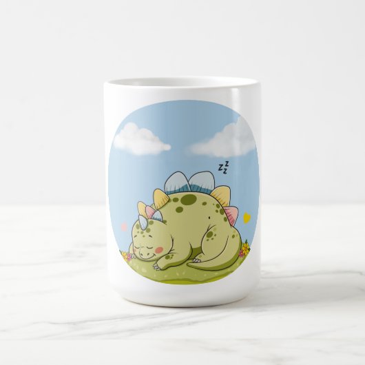 Cute Sleeping Baby Dinosaur Pastel Mug コーヒーマグカップ (中央)