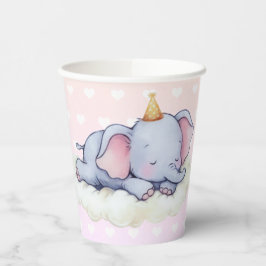 Cute Sleeping Baby Elephant Baby Shower Paper Cups 紙コップ