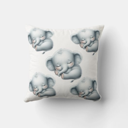 Cute Sleeping Baby Elephant on Cloud - Nursery Dec クッション (裏面)