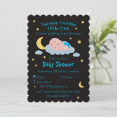 Cute Sleeping Baby on Cloud Baby Shower Card 招待状 (スタンド正面)