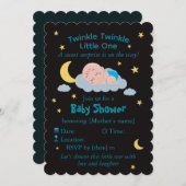 Cute Sleeping Baby on Cloud Baby Shower Card 招待状 (正面/裏面)