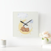 Cute Sleeping Bear Nursery Wall Clock スクエア壁時計 (ホーム)