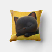 Cute Sleeping Black Cat Pillow Cozy Pet Lover Gift クッション (裏面)