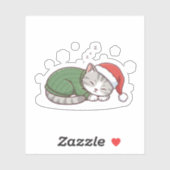 Cute Sleeping Cat Christmas Sticker & Magnet シール (シート)