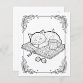 Cute Sleeping Cat Coloring Page (正面/裏面)