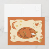 Cute Sleeping Cat Folk Art  - Artist Postcard ポストカード (正面/裏面)