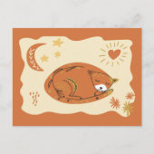 Cute Sleeping Cat Folk Art  - Artist Postcard ポストカード (正面)