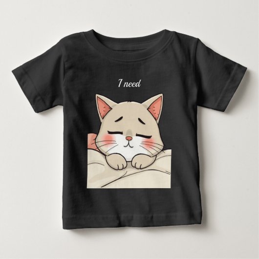 Cute Sleeping Cat I Need a Nap Kawaii Artwork ベビーTシャツ (正面)