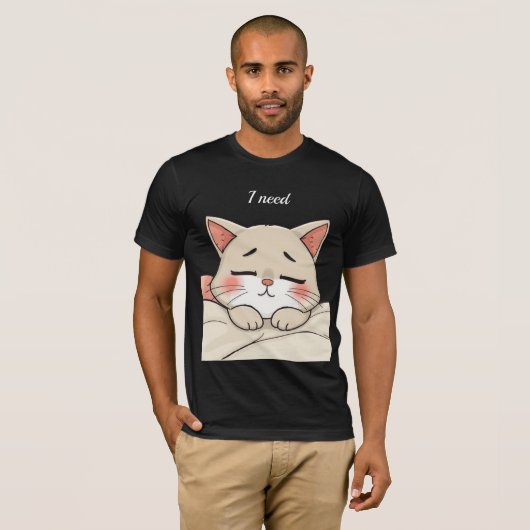 Cute Sleeping Cat I Need a Nap Kawaii Artwork Tシャツ (正面フル)