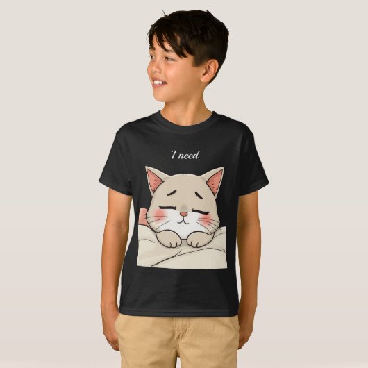 Cute Sleeping Cat I Need a Nap Kawaii Artwork Tシャツ (正面フル)