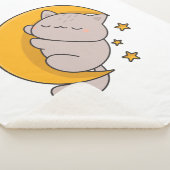 Cute Sleeping Cat on Crescent Moon シェルパブランケット (3/4)