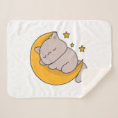 Cute Sleeping Cat on Crescent Moon シェルパブランケット (正面(横))
