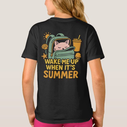 Cute Sleeping Cat Summer Backpack Design Tシャツ (裏面)