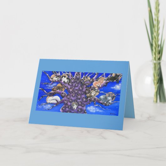 Cute Sleeping Cats in Tree カード (正面)