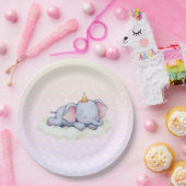 Cute Sleeping Elephant Baby Shower Paper Plates ペーパープレート (パーティー)