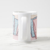 Cute Sleeping Ferret Couple in Pajamas Love Mug ジャンボコーヒーマグカップ (裏面)