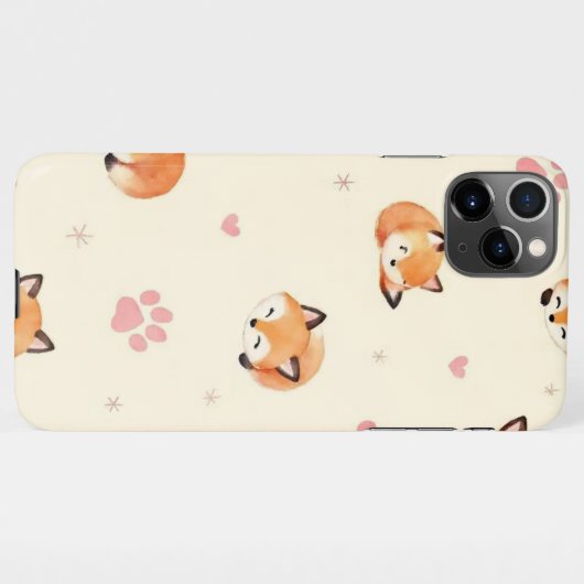 Cute Sleeping Fox Pattern Phone Case iPhoneケース (裏面横)