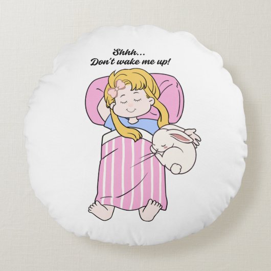 Cute Sleeping Girl Throw Pillow ラウンドクッション (正面)