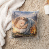 Cute Sleeping Hedgehog Kids Room & Nursery クッション (ブランケット)