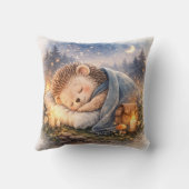 Cute Sleeping Hedgehog Kids Room & Nursery クッション (裏面)
