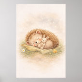 Cute Sleeping Hedgehog Neutral Kids Room ポスター (正面)