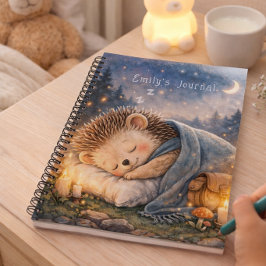 Cute Sleeping Hedgehog Personalized Kids Journal ノートブック