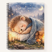 Cute Sleeping Hedgehog Personalized Kids Journal ノートブック (正面)