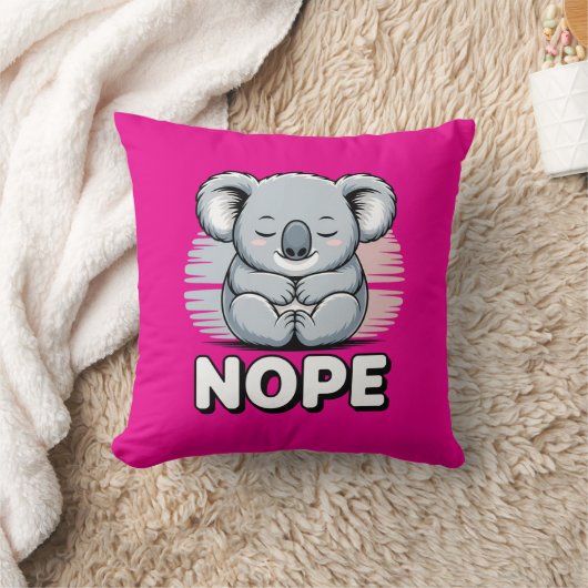Cute Sleeping Koala “Nope” Funny Cartoon クッション (ブランケット)