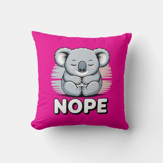 Cute Sleeping Koala “Nope” Funny Cartoon クッション (正面)