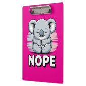 Cute Sleeping Koala “Nope” Funny Cartoon クリップボード (左)