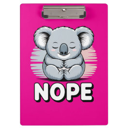 Cute Sleeping Koala “Nope” Funny Cartoon クリップボード