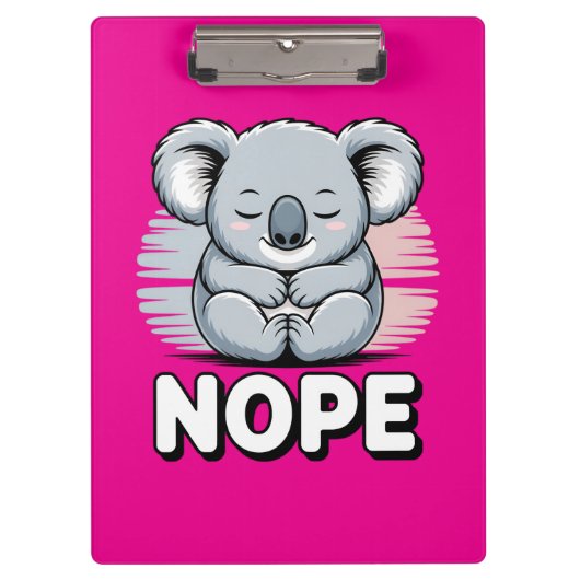 Cute Sleeping Koala “Nope” Funny Cartoon クリップボード (正面)