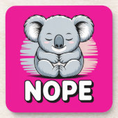 Cute Sleeping Koala “Nope” Funny Cartoon コースター (正面)